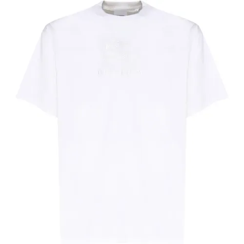 Weiße Baumwoll-T-Shirt mit Equestrian-Dekoration , Herren, Größe: L - Burberry - Modalova