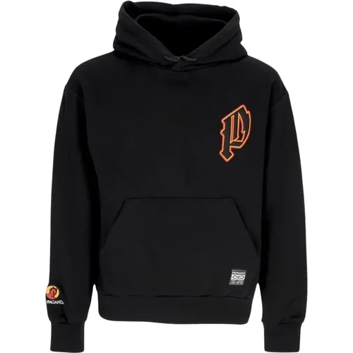 Schwarzer Hoodie mit gestickten Details , Herren, Größe: L - Propaganda - Modalova