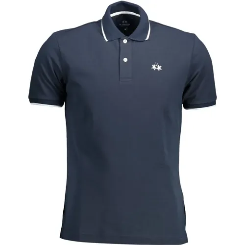 Blaues Baumwoll-Poloshirt mit Stickerei , Herren, Größe: XL - LA MARTINA - Modalova