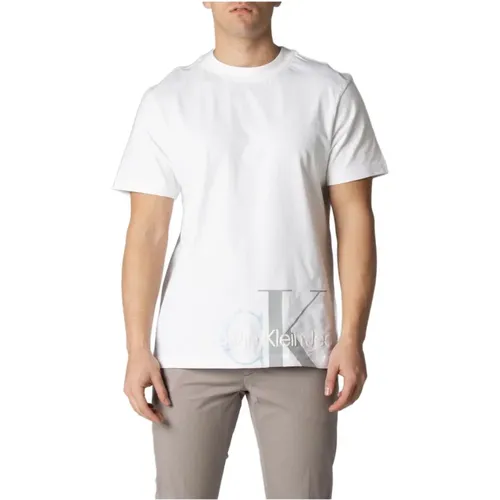 Weiße Baumwoll-T-Shirt für Herren - Calvin Klein Jeans - Modalova