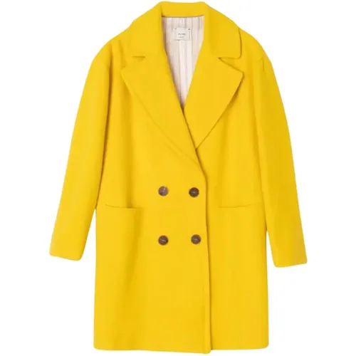 Wool Coat - Crossed Closure - Resin Buttons - Flap Pockets , female, Sizes: M, XS - Alysi - Modalova