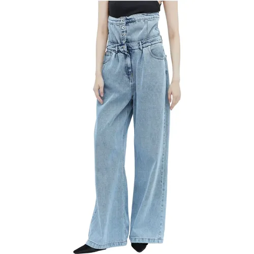 High Rise Button Waistband Jeans , Damen, Größe: M - Rokh - Modalova