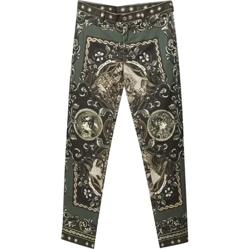 Cotton Pants with Pupi Print , female, Sizes: M - Dolce & Gabbana - Modalova