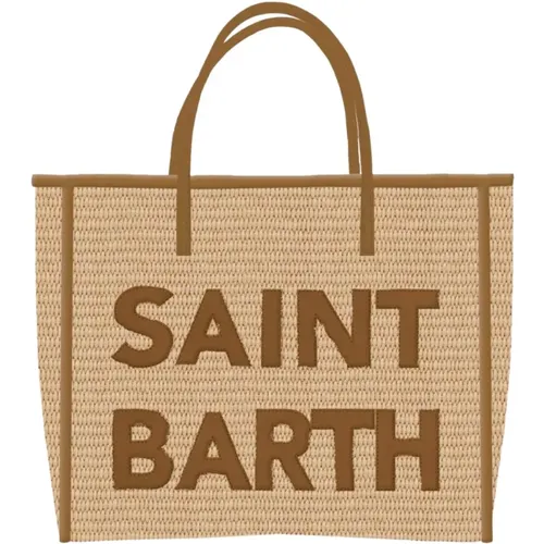 Straw Bag with Leather Details , female, Sizes: ONE SIZE - MC2 Saint Barth - Modalova