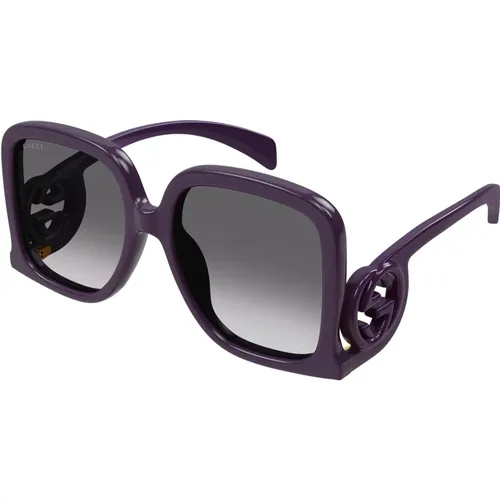 Violett/Grau Getönte Sonnenbrille , Damen, Größe: 58 MM - Gucci - Modalova