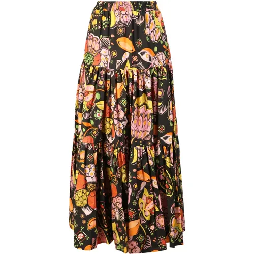 Bold Floral Print Maxi Skirt , female, Sizes: M - La DoubleJ - Modalova