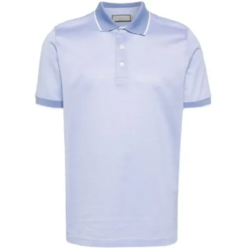 Hellblaues Polo Shirt,Polo mit Kontrastbesatz - Canali - Modalova