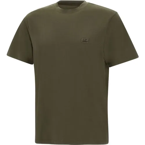 Militärgrünes Logo T-Shirt , Herren, Größe: M - C.P. Company - Modalova