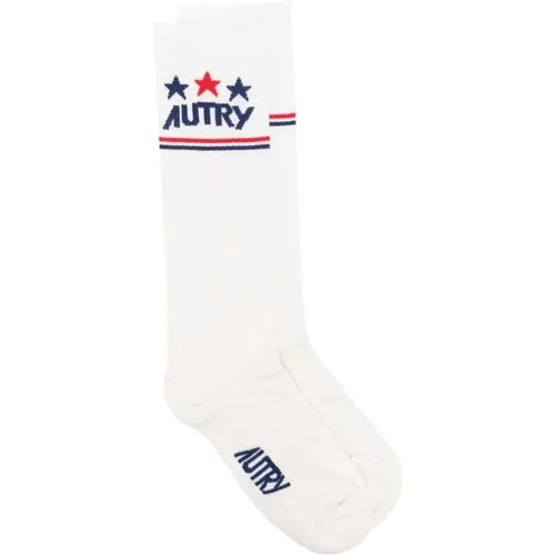 Gerippte Socken mit Jacquard-Logo , unisex, Größe: M - Autry - Modalova