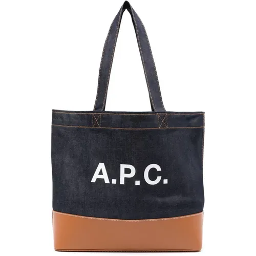 Caramel Tote Bag in Japanese Denim and Leather , female, Sizes: ONE SIZE - A.p.c. - Modalova