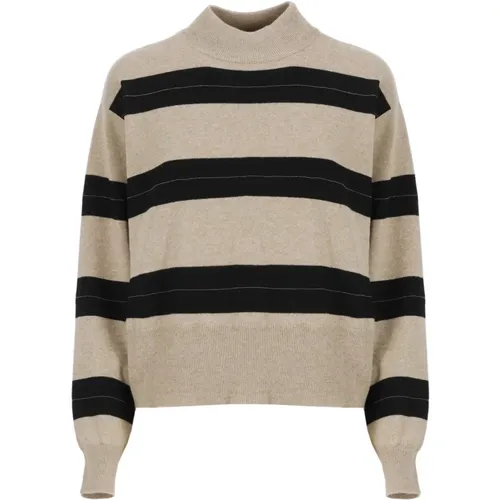 Striped Wool Cashmere Silk Sweater , female, Sizes: S - BRUNELLO CUCINELLI - Modalova