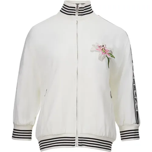 Weißer Bestickter Sweatshirt mit Reißverschluss - Dolce & Gabbana - Modalova