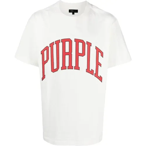 Baumwoll-Jersey-Logo-T-Shirt , Herren, Größe: M - Purple Brand - Modalova