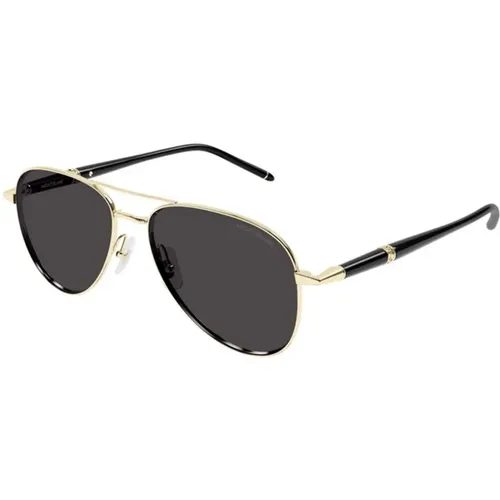 Gold Grey Sunglasses Mb0345S , unisex, Sizes: 57 MM - Montblanc - Modalova