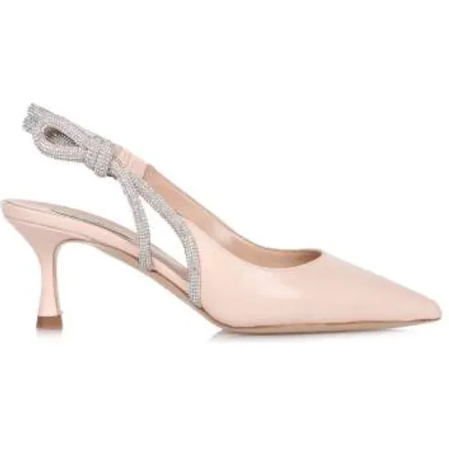 Cream Swarovski Slingback Pumps , female, Sizes: 5 UK - Ninalilou - Modalova