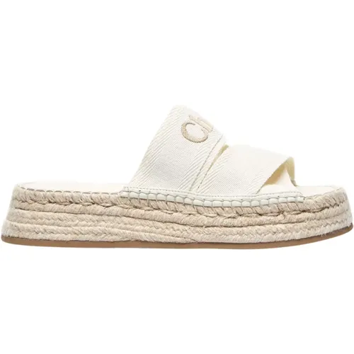 Raffia Plateau Sandalen mit Logo-Stickerei , Damen, Größe: 38 EU - Chloé - Modalova