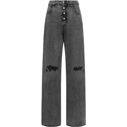 Schwarze Wide Leg Jeans , Damen, Größe: W27 - MM6 Maison Margiela - Modalova