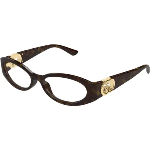 Retro Oval Optical Glasses Havana , unisex, Sizes: S - Gucci - Modalova