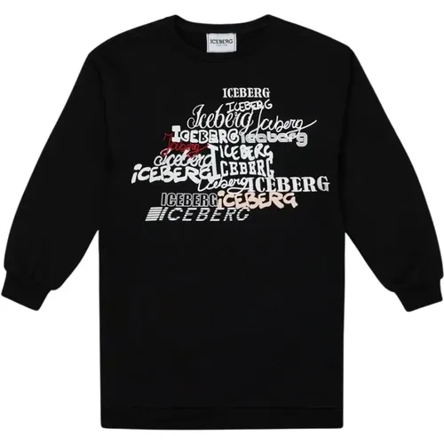 Schwarzer Crewneck Sweatshirt mit Logo-Print - Iceberg - Modalova