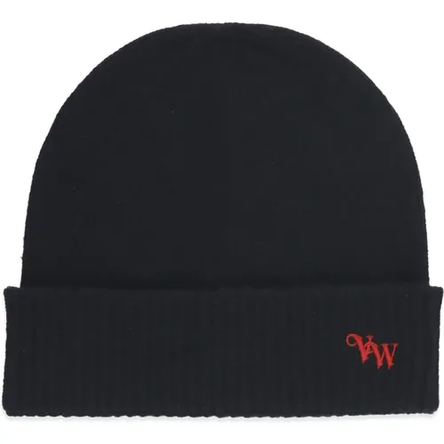 Schwarze Cashmere-Beanie mit Logo-Stickerei - Vivienne Westwood - Modalova