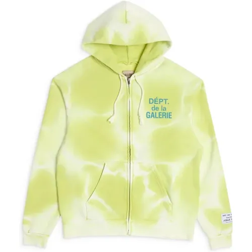 Sun Faded Reißverschluss Hoodie 'Lime' , Herren, Größe: L - Gallery Dept. - Modalova