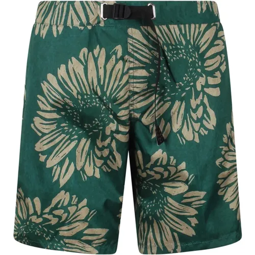 Floral Print Nylon Swimshorts , male, Sizes: S, L, M - White Sand - Modalova