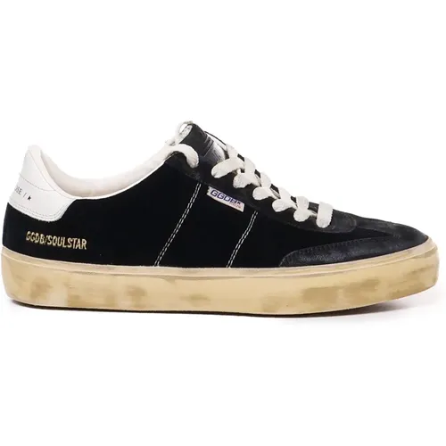 Velvet Sneakers Vintage Style Logo Label , male, Sizes: 9 UK - Golden Goose - Modalova