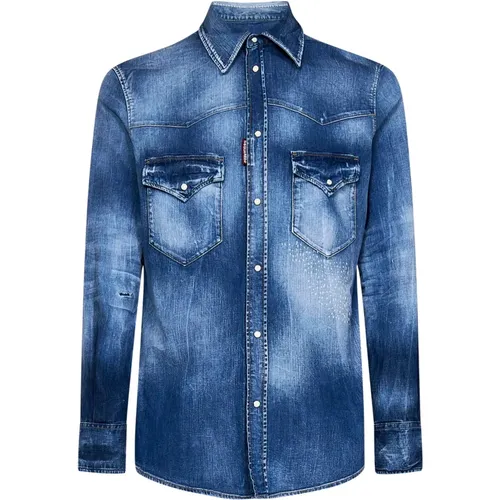 Denim Western Shirt Aw22 , male, Sizes: M - Dsquared2 - Modalova