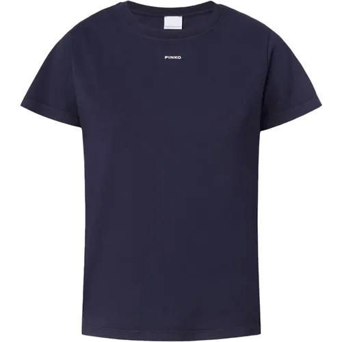 Lässiges Baumwoll-T-Shirt für den Alltag , Damen, Größe: XS - pinko - Modalova