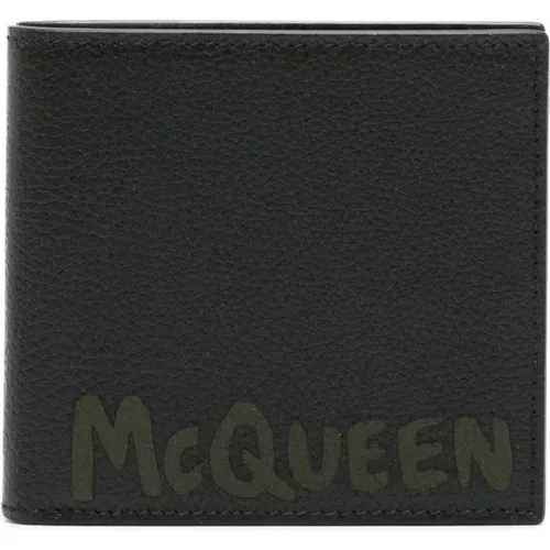 Schwarze Logo Brieftasche Kartenfächer Silber - alexander mcqueen - Modalova