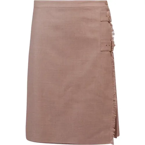 Wool Pleated Midi Skirt , female, Sizes: 2XS - Burberry - Modalova