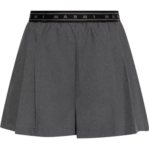 Graue Logo Taillen Shorts Oberschenkellänge , Damen, Größe: XS - Marni - Modalova