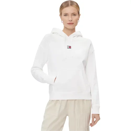 Weiße Kapuzenpullover , Damen, Größe: L - Tommy Jeans - Modalova