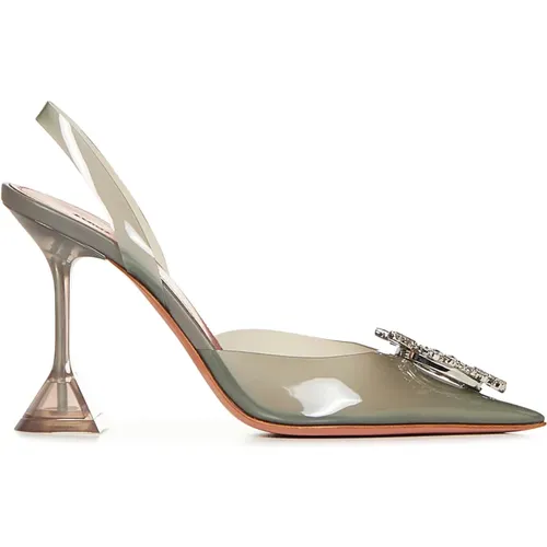 Graue Slingback Kristall Pumps - Amina Muaddi - Modalova