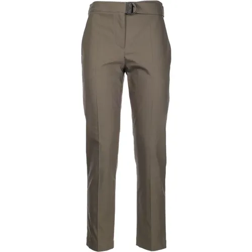 Slim Twill Trousers with Beaded Belt , female, Sizes: L - BRUNELLO CUCINELLI - Modalova