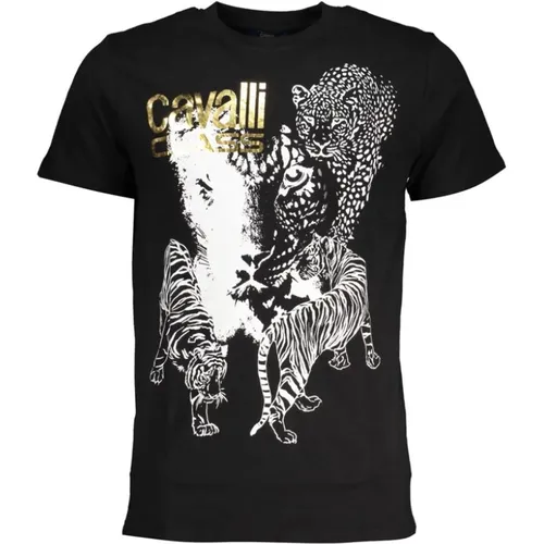 Schwarzes Bedrucktes Logo T-Shirt - Cavalli Class - Modalova