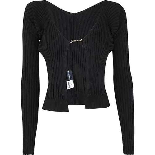 Schwarze Lange Strickjacke , Damen, Größe: XS - Jacquemus - Modalova