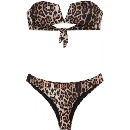 Leopardenmuster V-Ausschnitt Bikini Set - F**k - Modalova