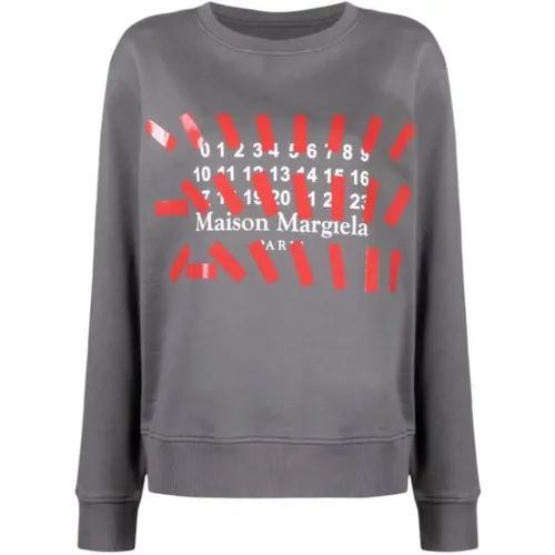 Cozy Logo-Print Sweatshirt-S , female, Sizes: S, M - Maison Margiela - Modalova