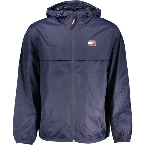 Sportliche Wasserdichte Jacke Blau Kapuze , Herren, Größe: 2XL - Tommy Hilfiger - Modalova