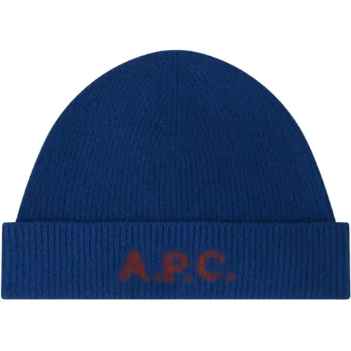 Blaue Merinowolle Beanie Mütze - A.P.C. - Modalova