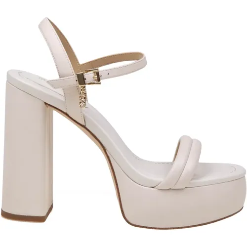Cream Leather Chunky Heel Sandal , female, Sizes: 6 UK, 4 1/2 UK, 5 UK, 5 1/2 UK - Michael Kors - Modalova