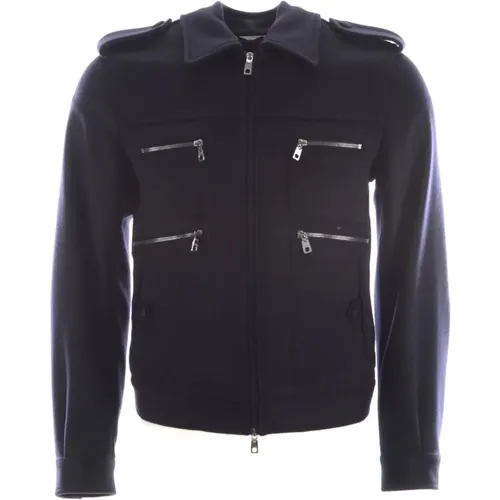 Luxurious Men`s Leather Jacket with Zippers , male, Sizes: XS - Dolce & Gabbana - Modalova