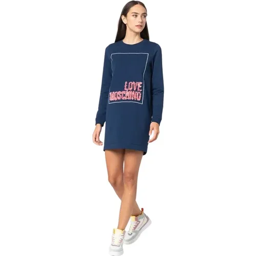 Stilvolles Blaues Kleid - Begrenztes Angebot , Damen, Größe: M - Love Moschino - Modalova