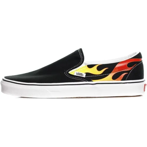 Flammen Schwarze Slip-on Schuhe , Herren, Größe: 41 EU - Vans - Modalova