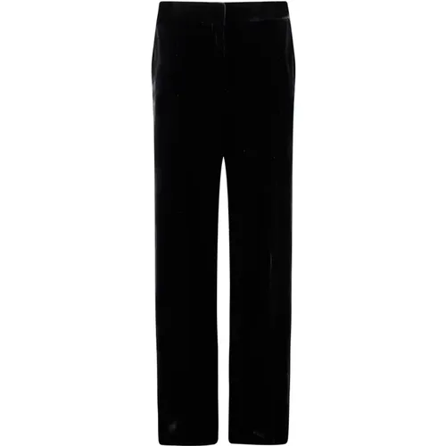 Samt Hohe Taille Schwarze Hose , Damen, Größe: XS - P.A.R.O.S.H. - Modalova