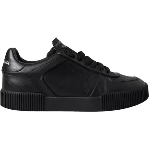 Schwarze Leder Low Top Sneakers - Dolce & Gabbana - Modalova