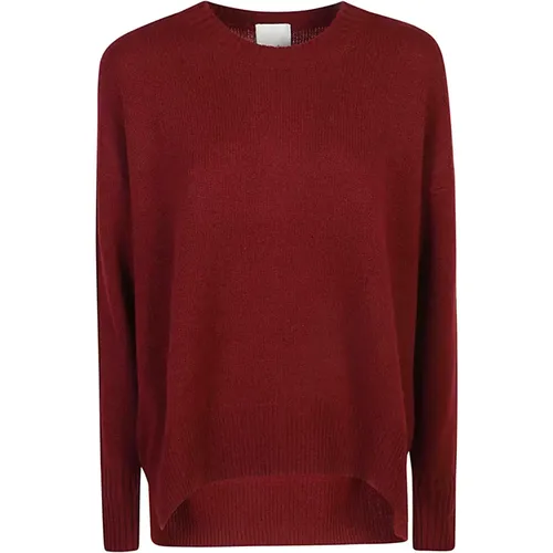 Gerippter V-Ausschnitt Pullover Rot , Damen, Größe: XS - allude - Modalova