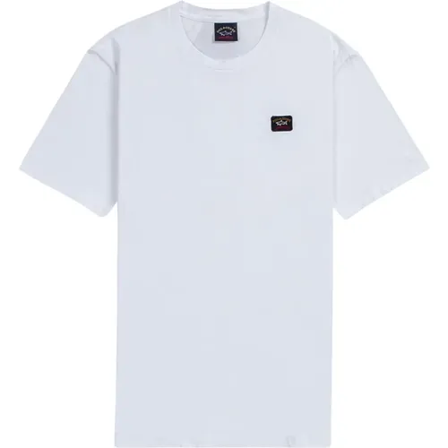 Weißes T-Shirt mit gesticktem Logo - PAUL & SHARK - Modalova