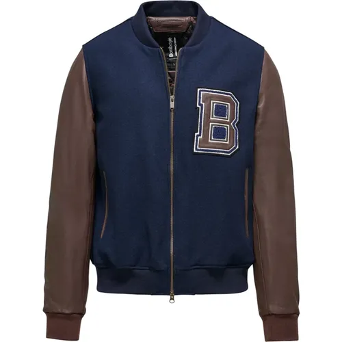Two Material College Bomber Jacket , male, Sizes: L, M, S, 2XL, XL - BomBoogie - Modalova